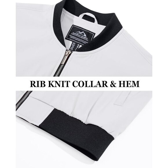 Men's White Lightweight Casual Style Bomber Jacket Golf Coat Zip Up Pockets - Picture 6 of 8